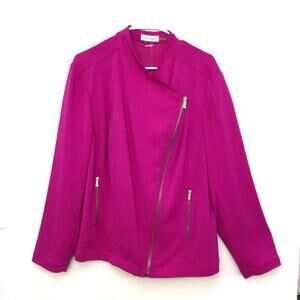 CALVIN KLEIN Women's Pink Stretch Zip Up Jacket With Zipper Pockets Sz XL